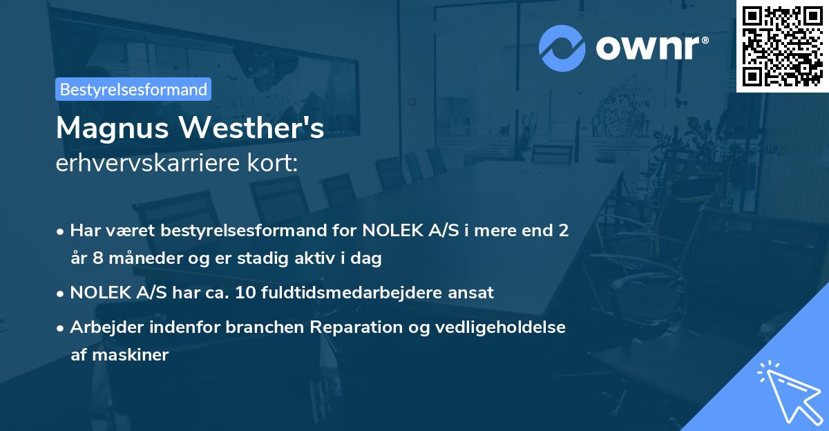 Magnus Westher's erhvervskarriere kort