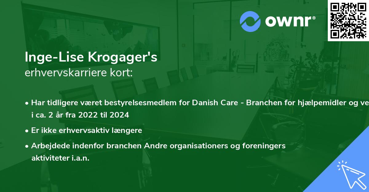 Inge-Lise Krogager's erhvervskarriere kort