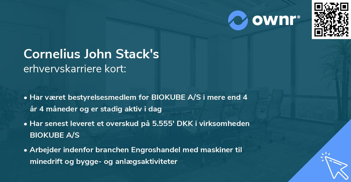Cornelius John Stack's erhvervskarriere kort