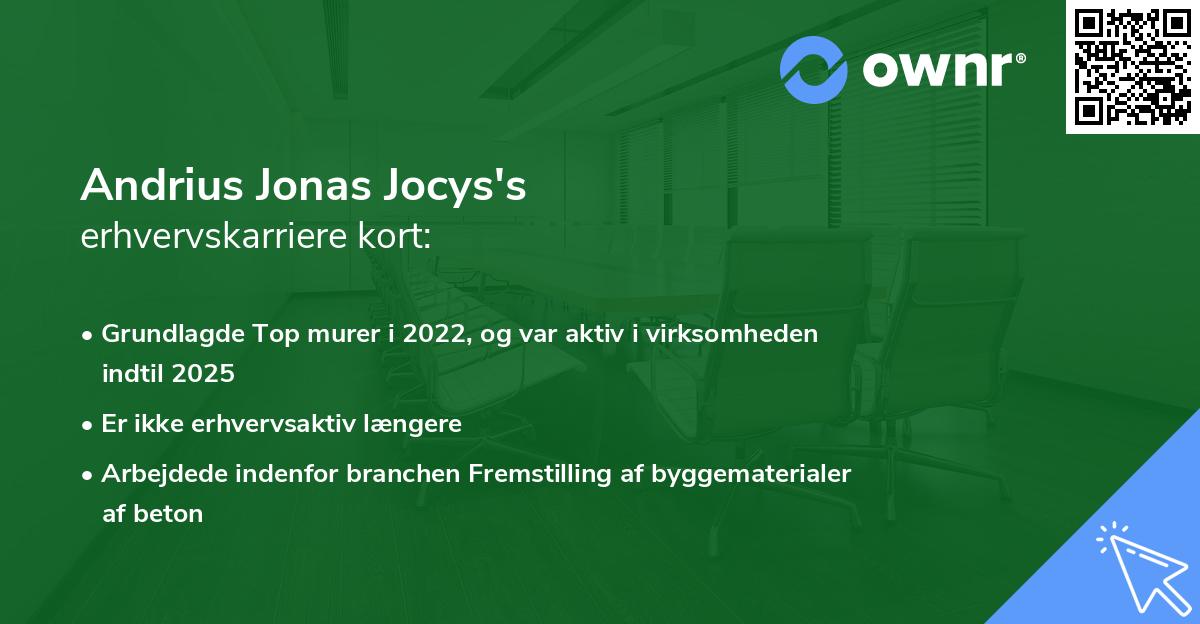 Andrius Jonas Jocys's erhvervskarriere kort