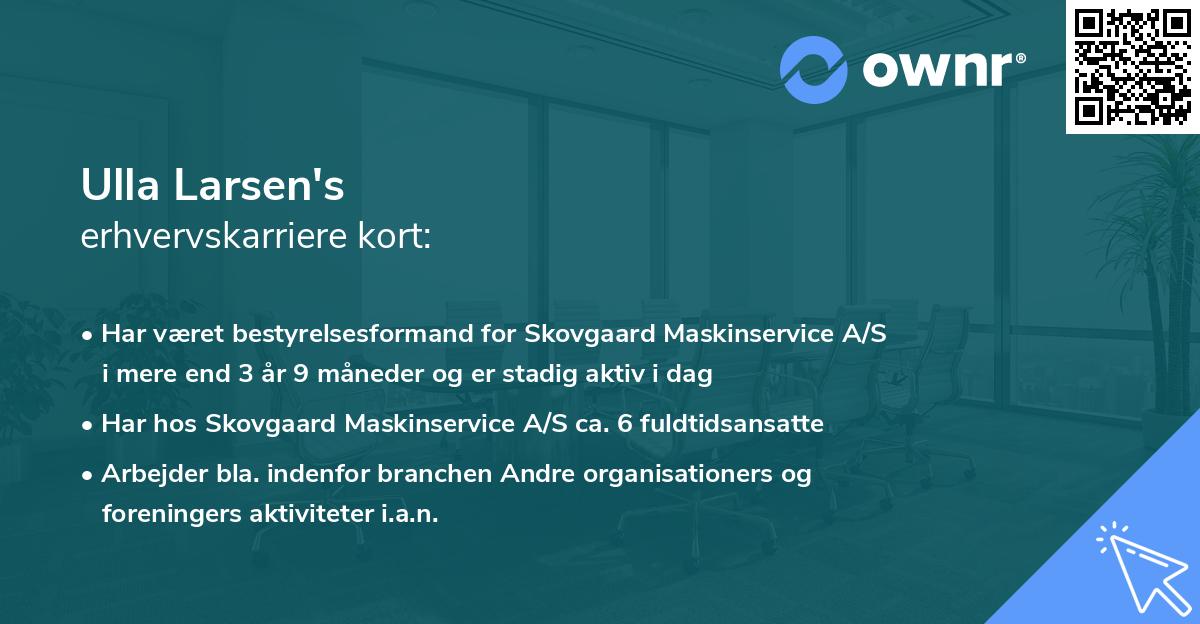 Ulla Larsen's erhvervskarriere kort
