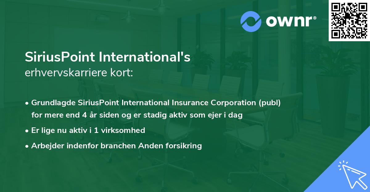 SiriusPoint International's erhvervskarriere kort