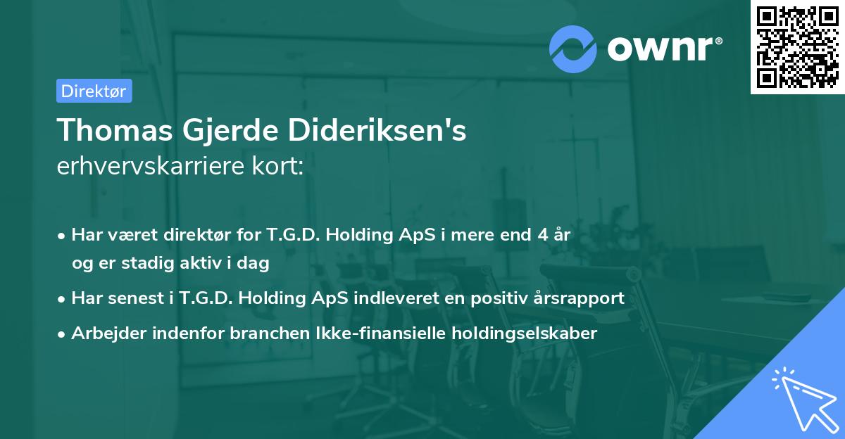Thomas Gjerde Dideriksen's erhvervskarriere kort