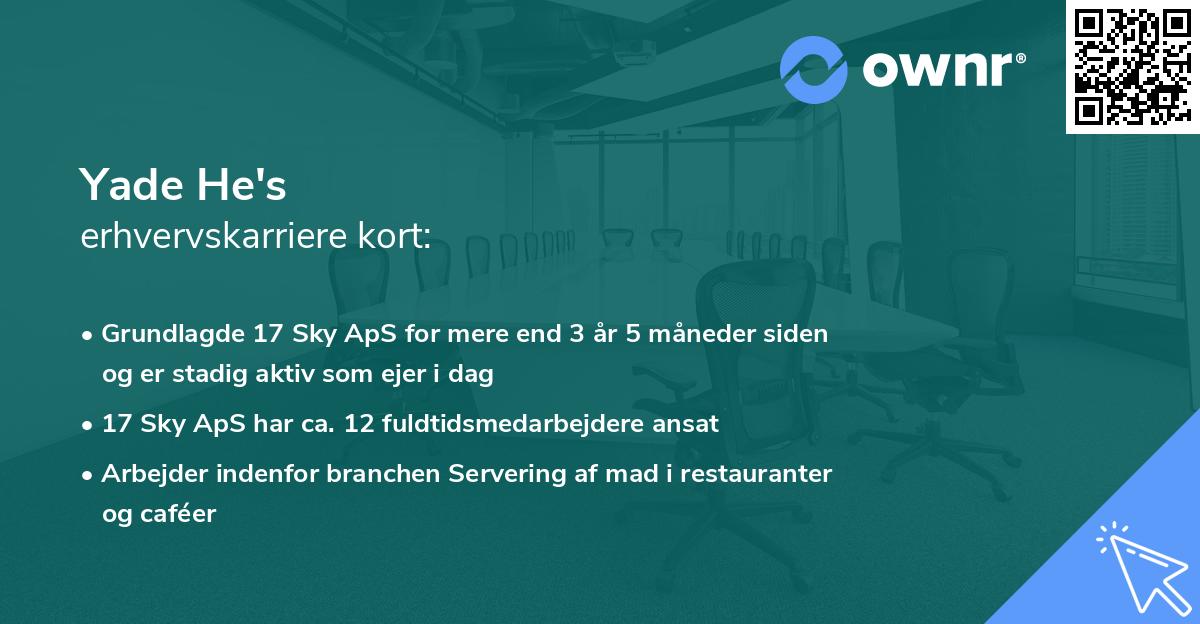 Yade He's erhvervskarriere kort