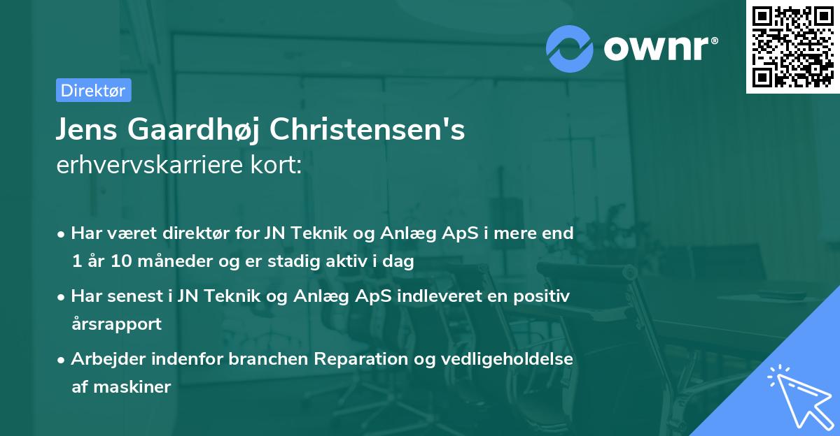 Jens Gaardhøj Christensen's erhvervskarriere kort