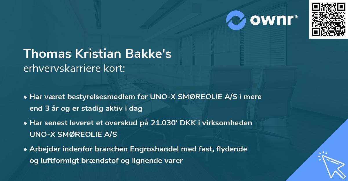 Thomas Kristian Bakke's erhvervskarriere kort