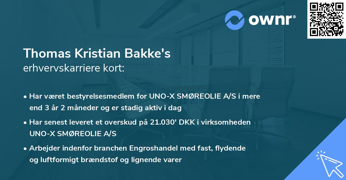 Thomas Kristian Bakke's erhvervskarriere kort