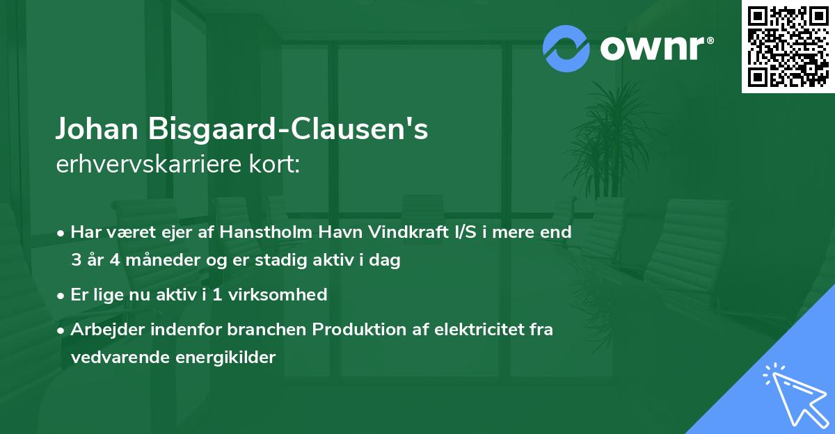 Johan Bisgaard-Clausen's erhvervskarriere kort