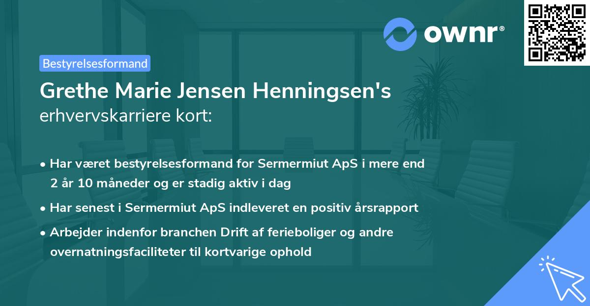 Grethe Marie Jensen Henningsen's erhvervskarriere kort