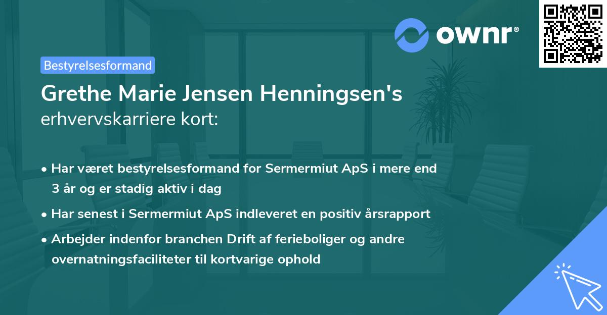 Grethe Marie Jensen Henningsen's erhvervskarriere kort