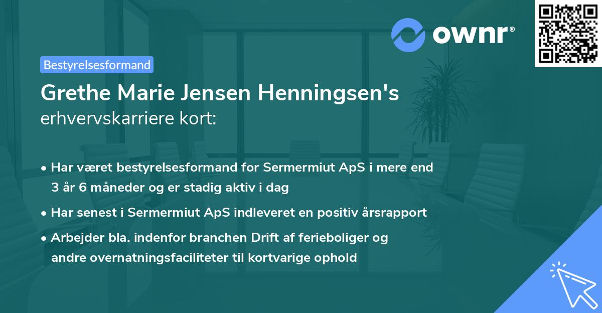 Grethe Marie Jensen Henningsen's erhvervskarriere kort