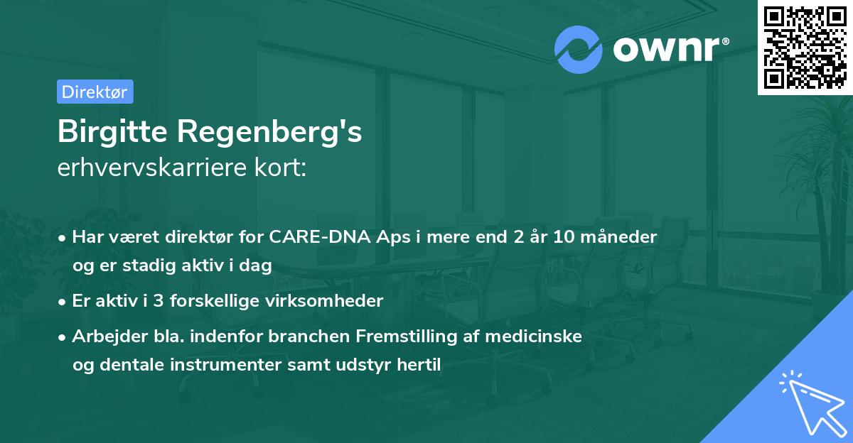 Birgitte Regenberg's erhvervskarriere kort