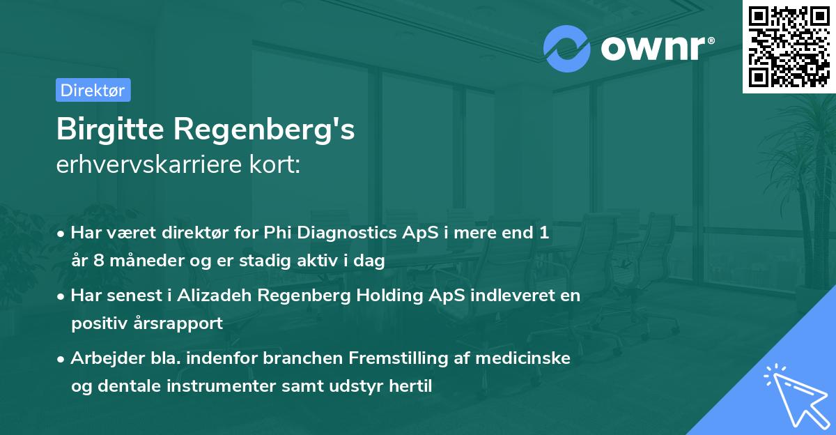 Birgitte Regenberg's erhvervskarriere kort