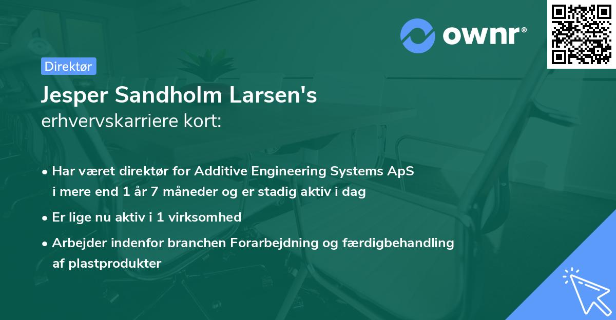Jesper Sandholm Larsen's erhvervskarriere kort