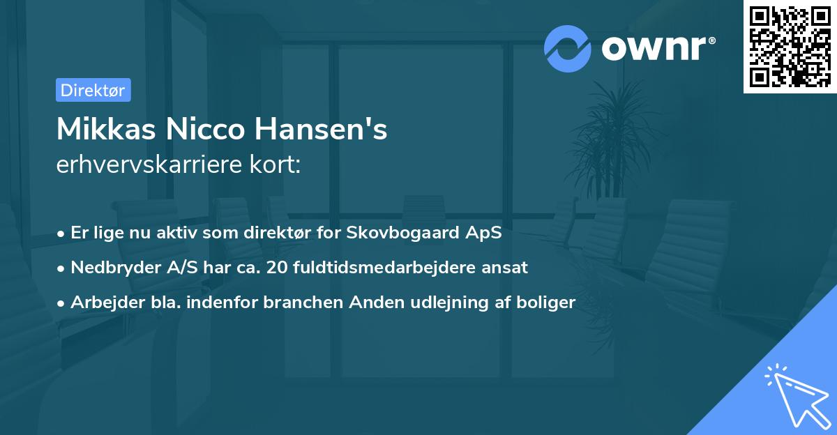 Mikkas Nicco Hansen's erhvervskarriere kort