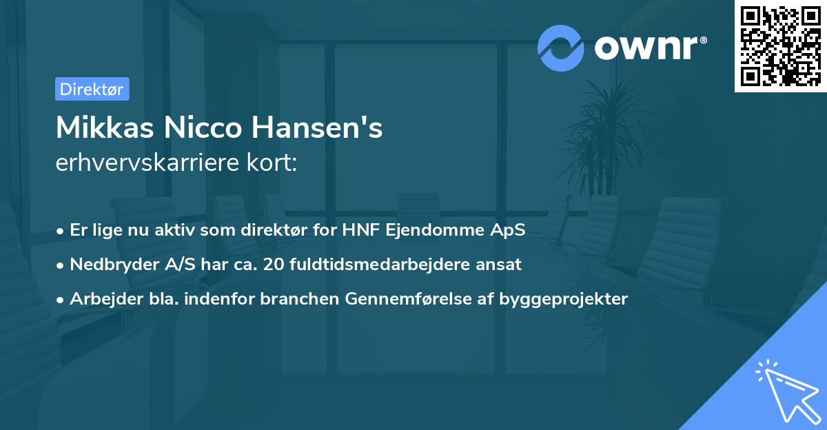 Mikkas Nicco Hansen's erhvervskarriere kort
