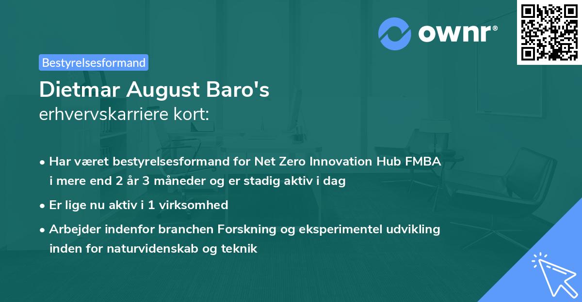 Dietmar August Baro's erhvervskarriere kort