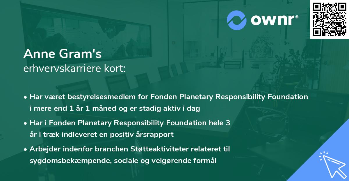 Anne Gram's erhvervskarriere kort