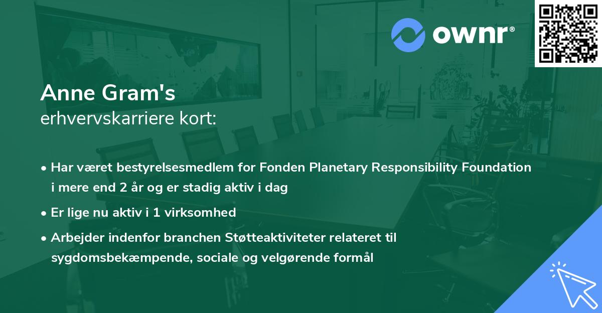 Anne Gram's erhvervskarriere kort