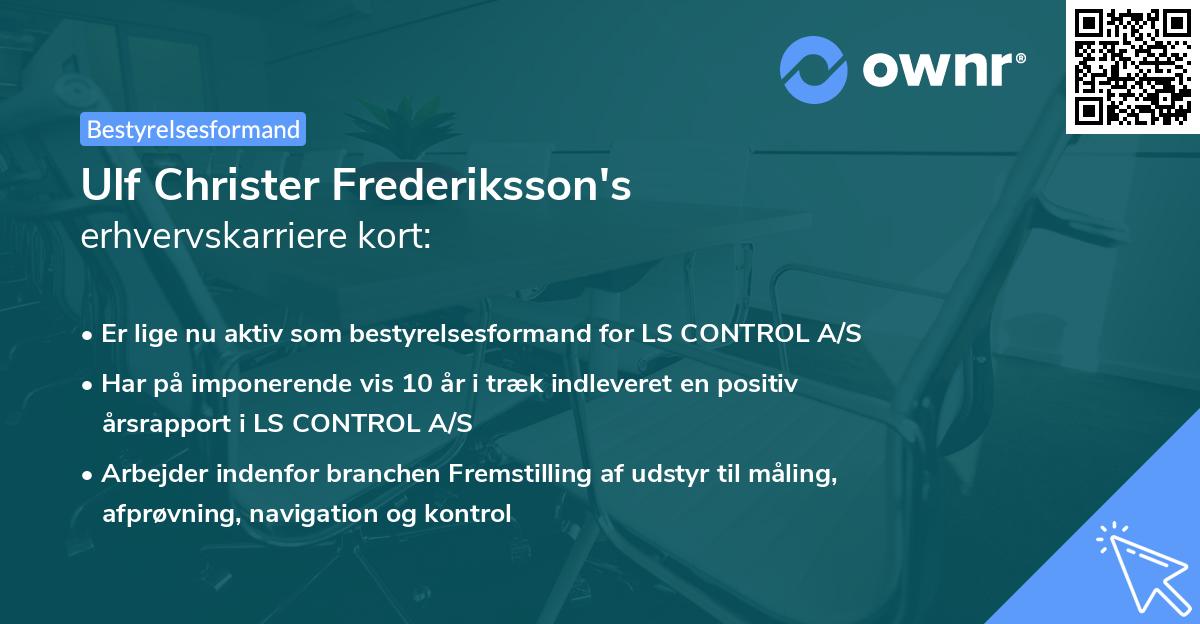 Ulf Christer Frederiksson's erhvervskarriere kort