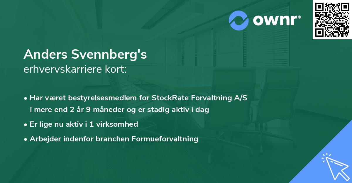 Anders Svennberg's erhvervskarriere kort
