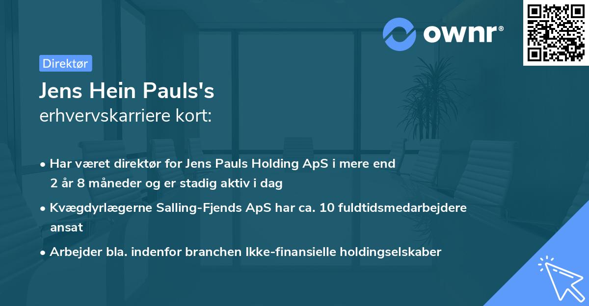 Jens Hein Pauls's erhvervskarriere kort