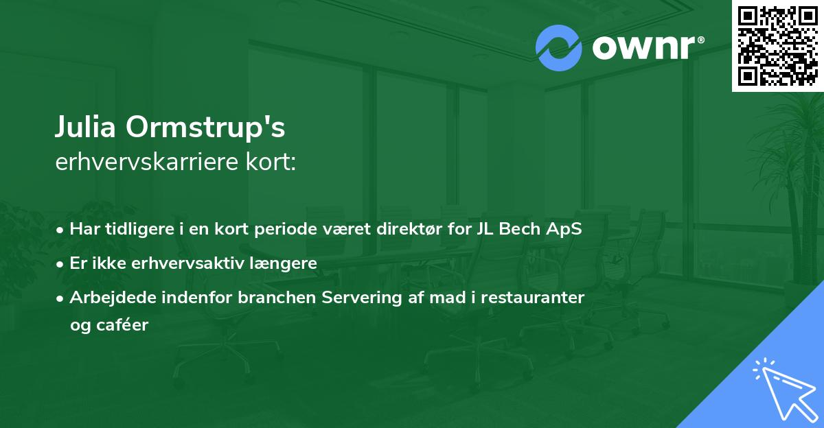 Julia Ormstrup's erhvervskarriere kort