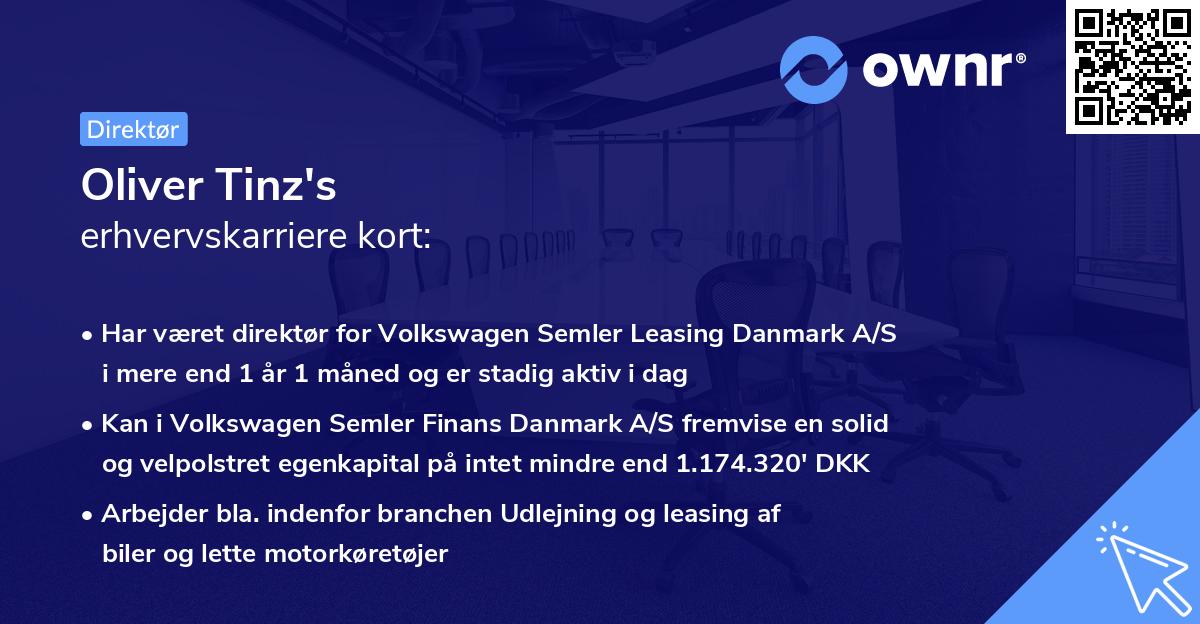 Oliver Tinz's erhvervskarriere kort