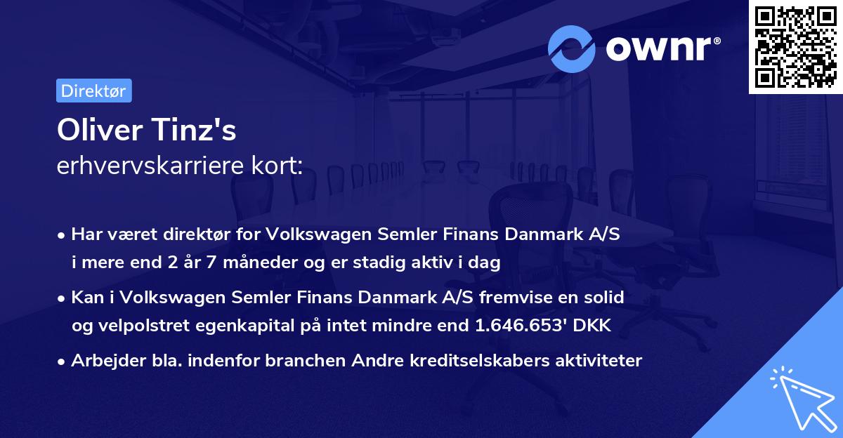Oliver Tinz's erhvervskarriere kort