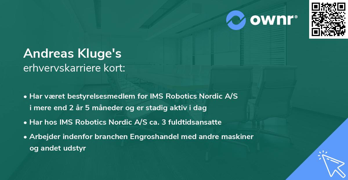 Andreas Kluge's erhvervskarriere kort