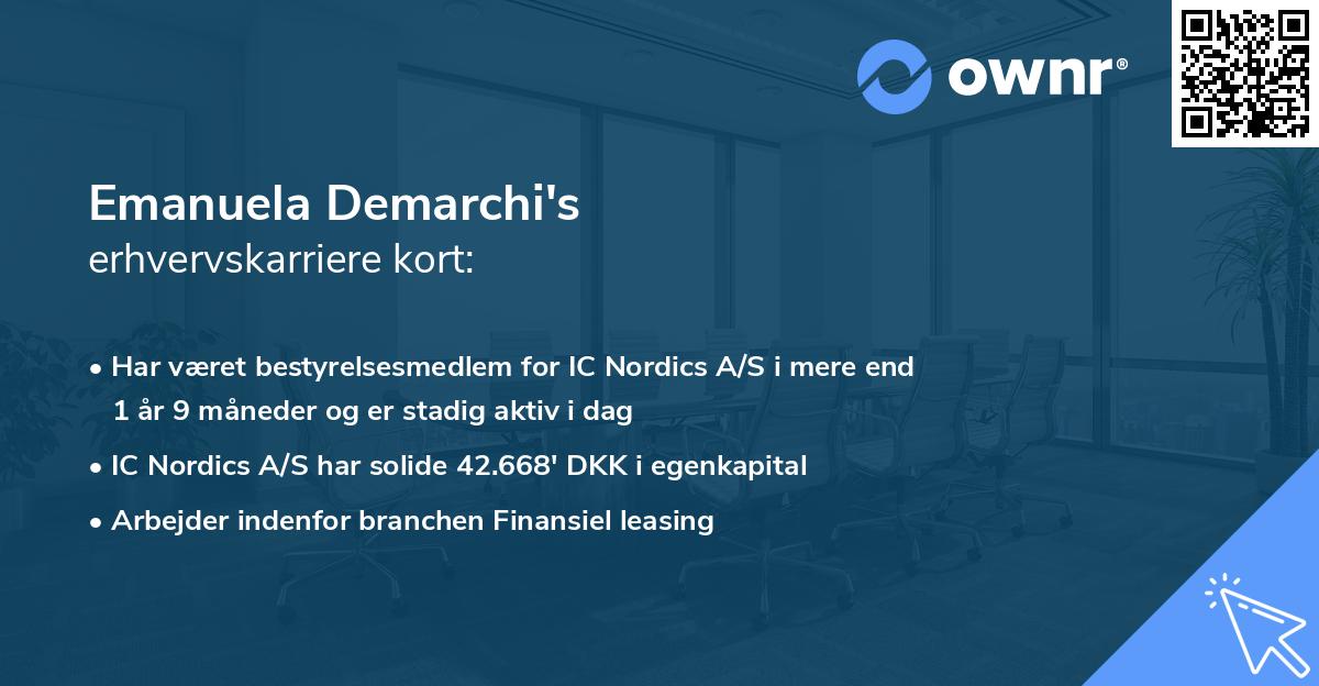 Emanuela Demarchi's erhvervskarriere kort