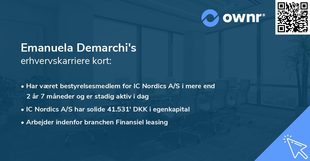 Emanuela Demarchi's erhvervskarriere kort