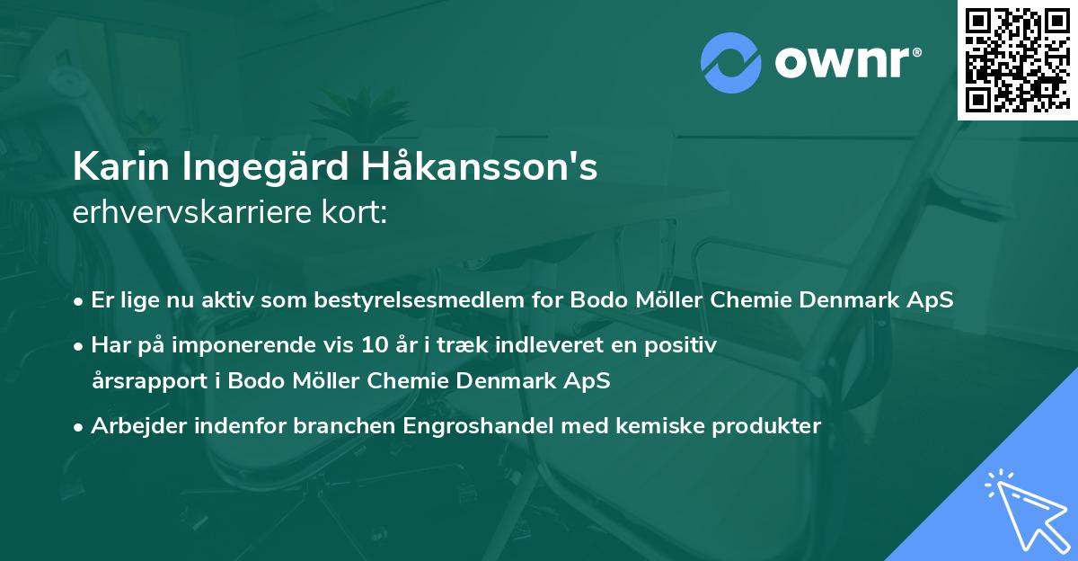 Karin Ingegärd Håkansson's erhvervskarriere kort