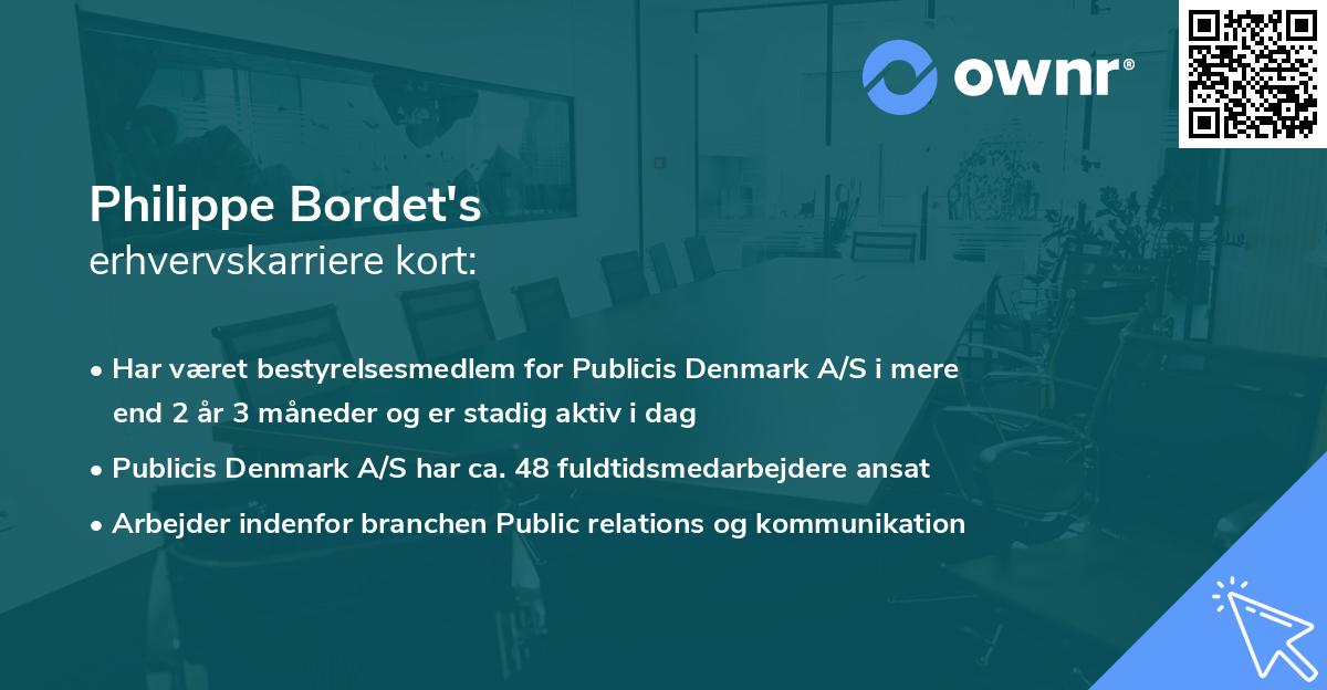 Philippe Bordet's erhvervskarriere kort