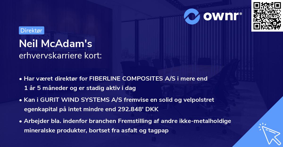 Neil McAdam's erhvervskarriere kort
