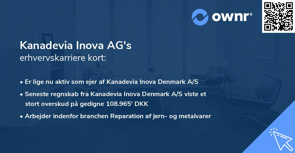 Kanadevia Inova AG's erhvervskarriere kort