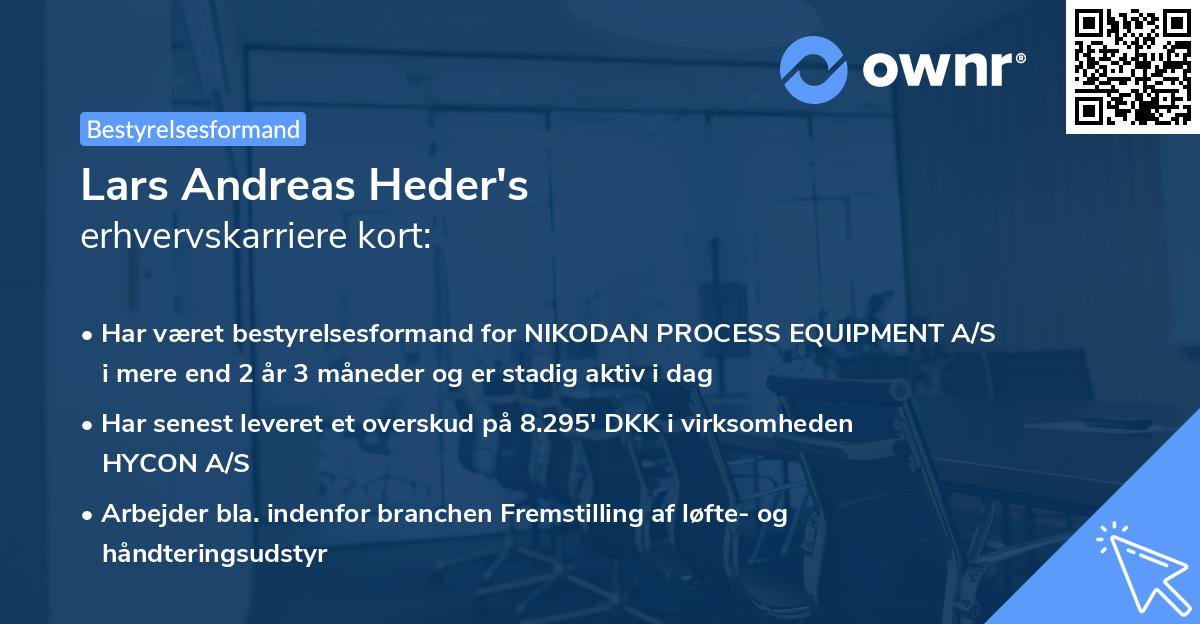 Lars Andreas Heder's erhvervskarriere kort