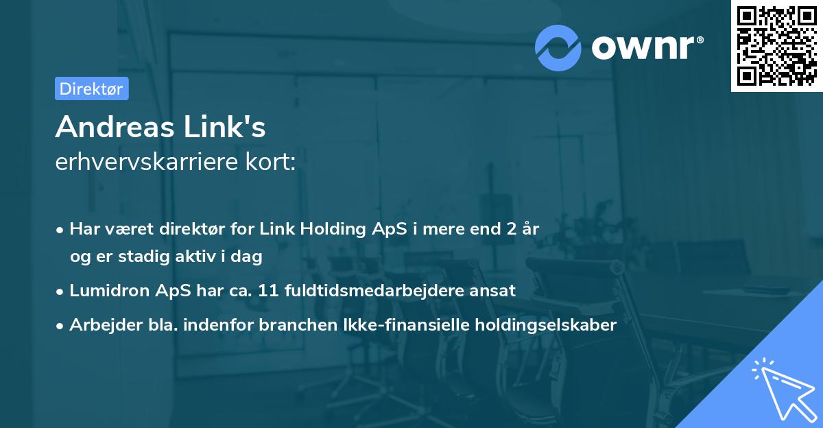 Andreas Link's erhvervskarriere kort