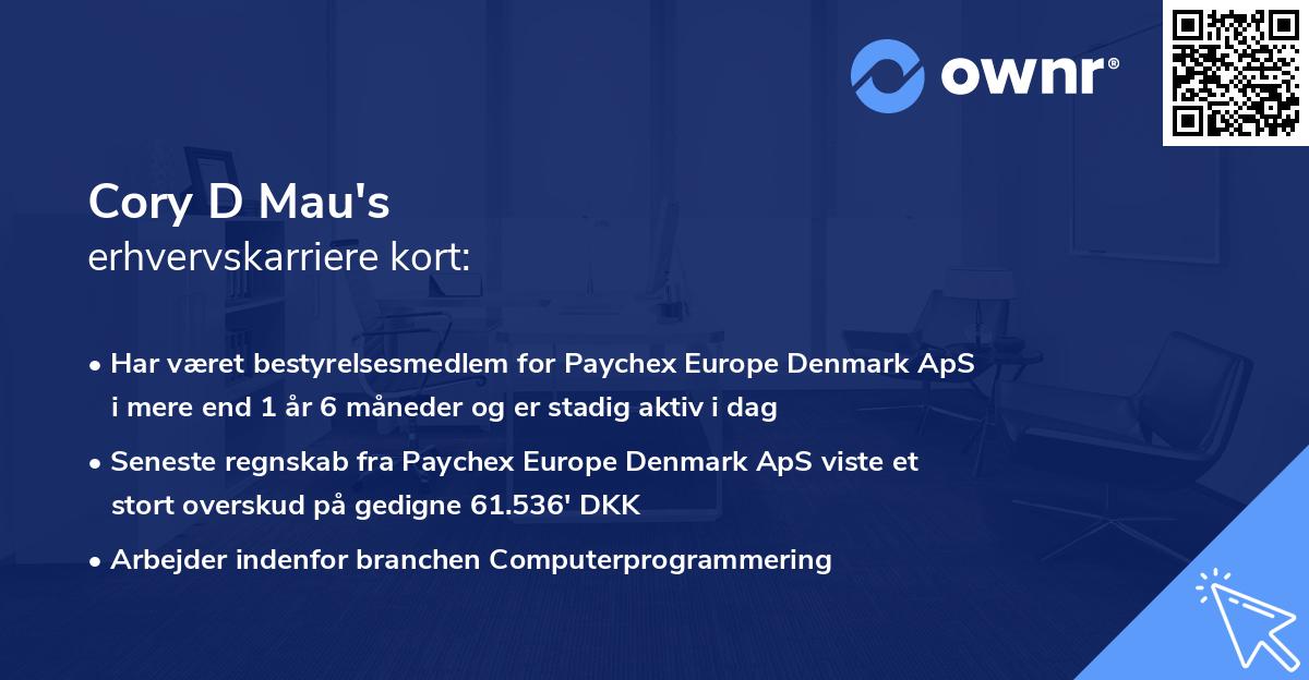 Cory D Mau's erhvervskarriere kort