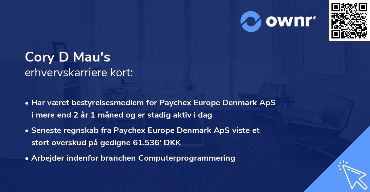 Cory D Mau's erhvervskarriere kort