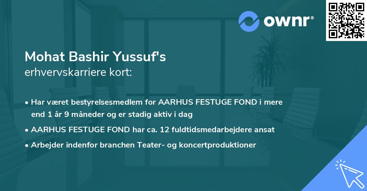 Mohat Bashir Yussuf's erhvervskarriere kort