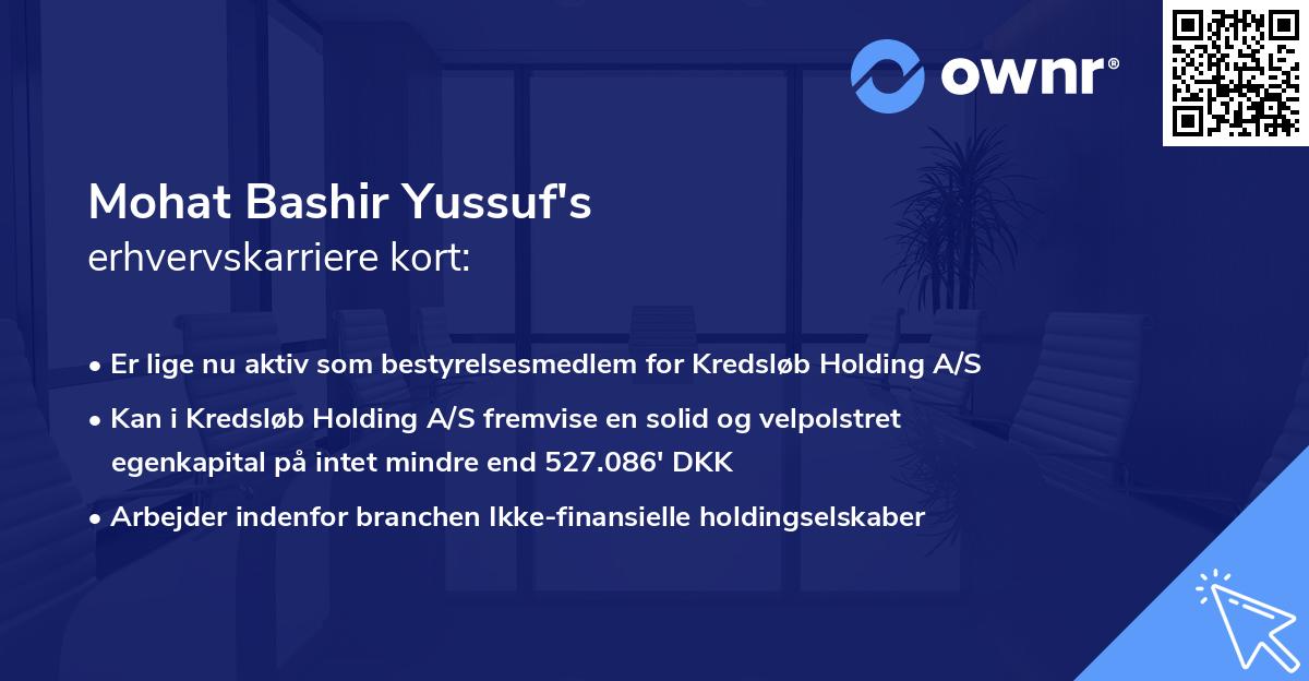 Mohat Bashir Yussuf's erhvervskarriere kort