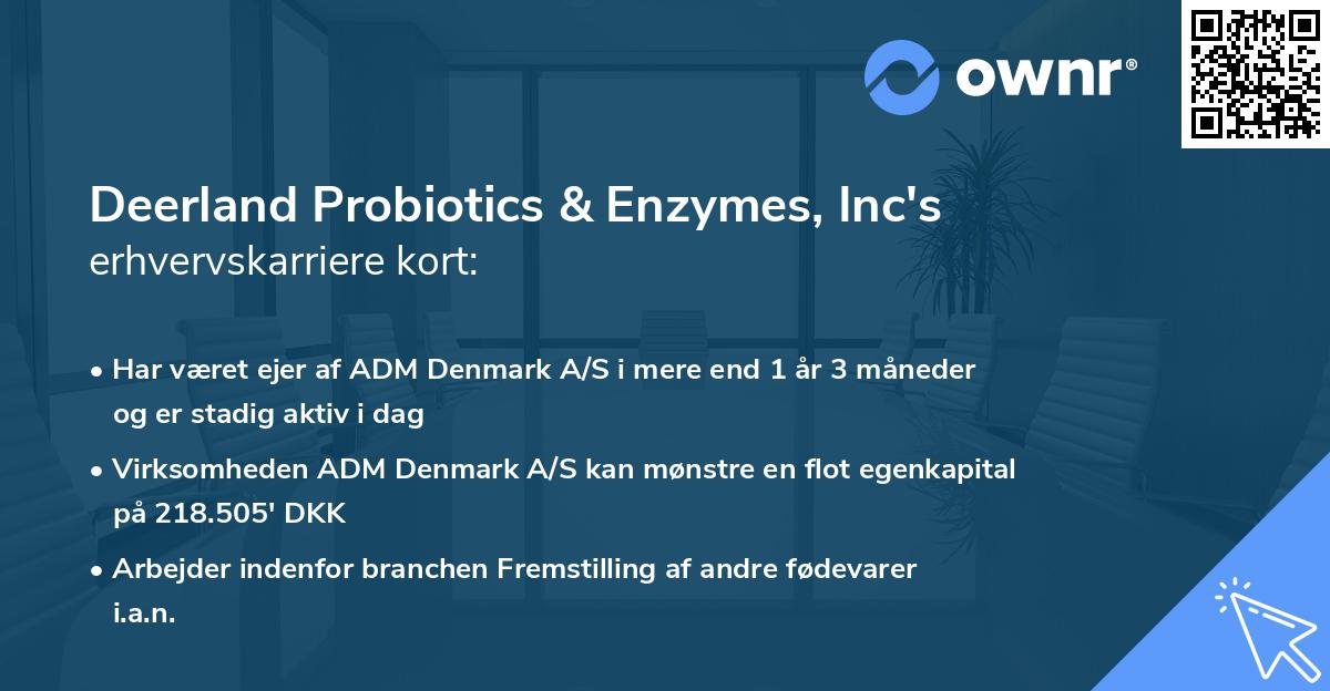 Deerland Probiotics & Enzymes, Inc's erhvervskarriere kort
