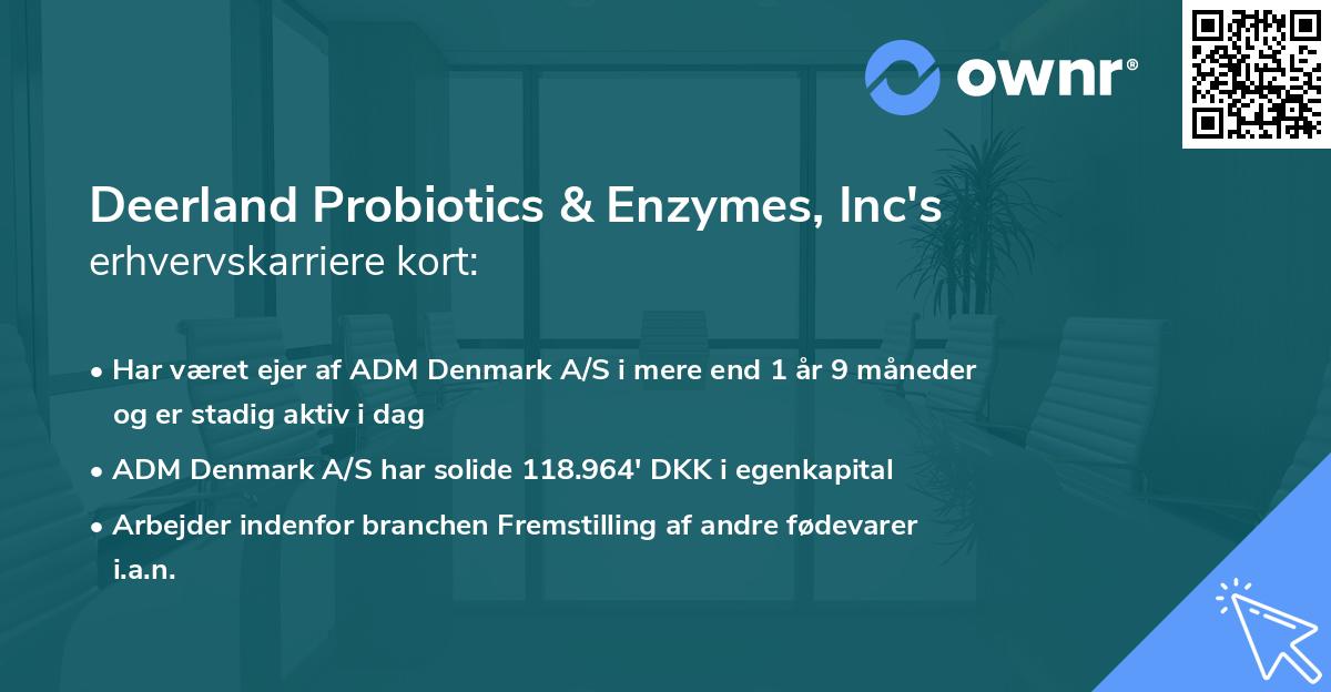 Deerland Probiotics & Enzymes, Inc's erhvervskarriere kort