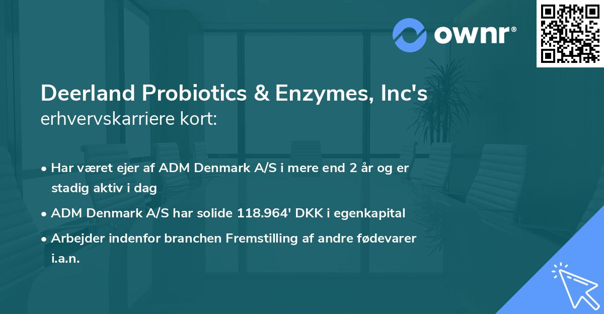 Deerland Probiotics & Enzymes, Inc's erhvervskarriere kort
