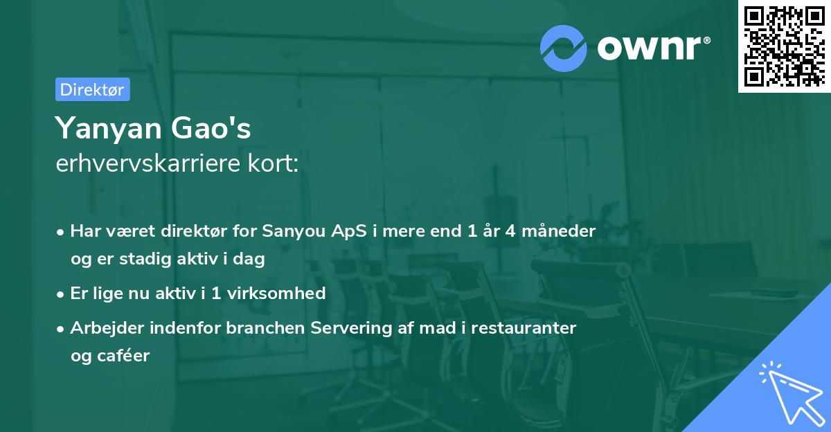 Yanyan Gao's erhvervskarriere kort