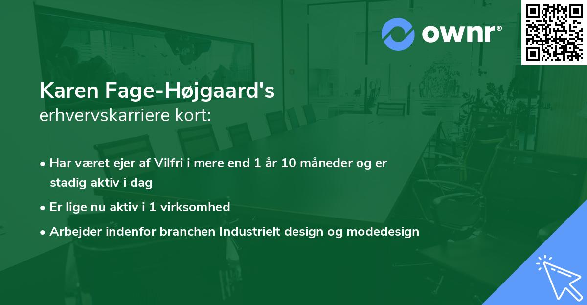 Karen Fage-Højgaard's erhvervskarriere kort