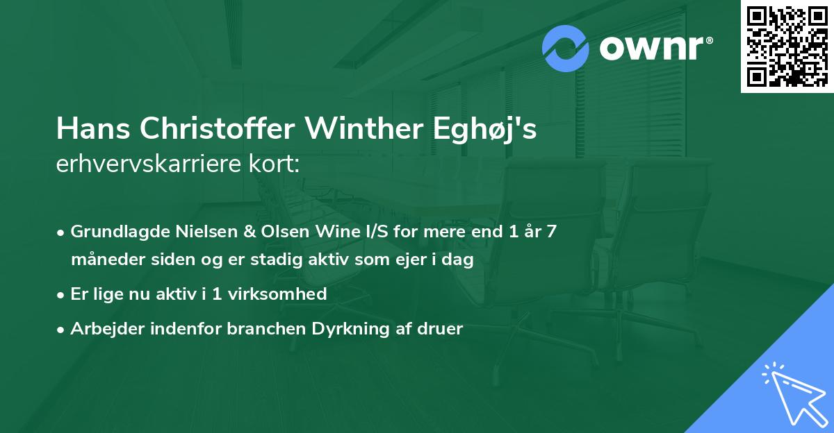 Hans Christoffer Winther Eghøj's erhvervskarriere kort
