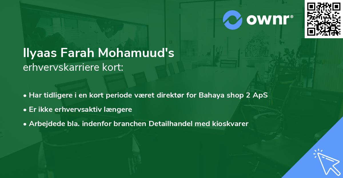 Ilyaas Farah Mohamuud's erhvervskarriere kort