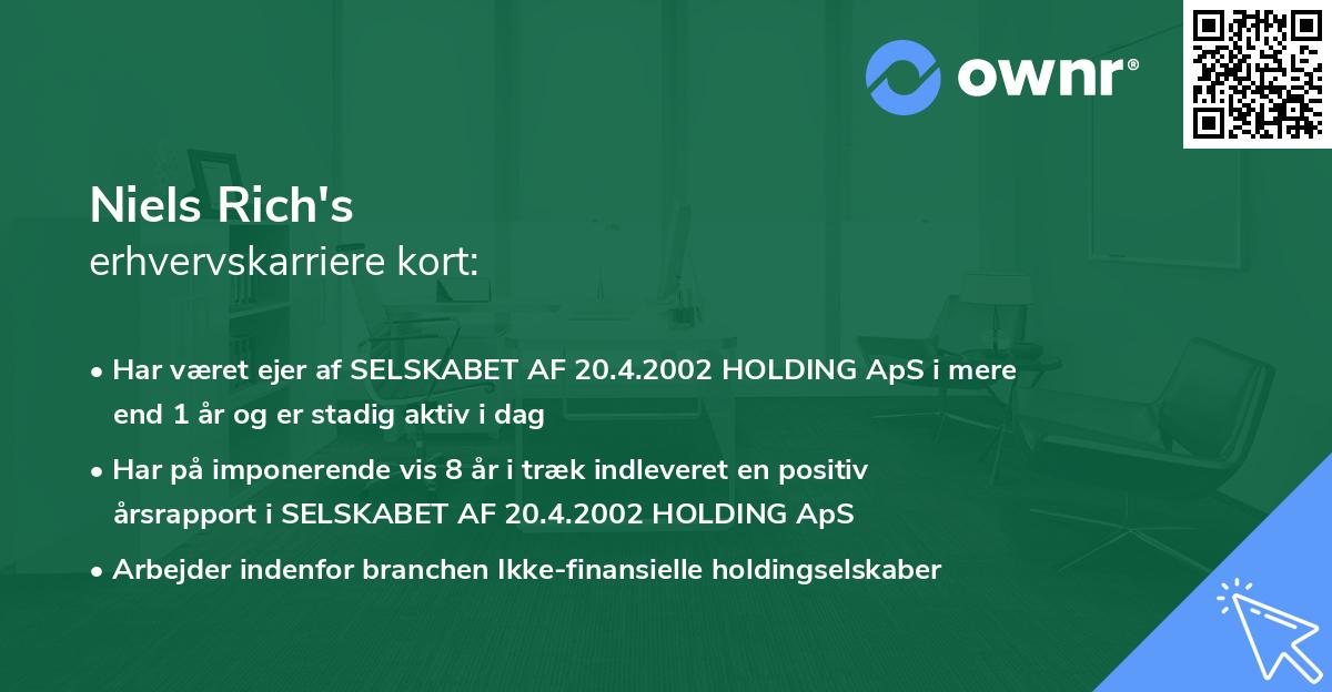 Niels Rich's erhvervskarriere kort